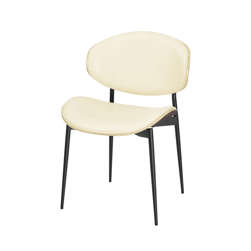 HomeRoots Set of Two Off White and Black Upholstered Faux Leather Curved Back Dining Side Chairs image number 2