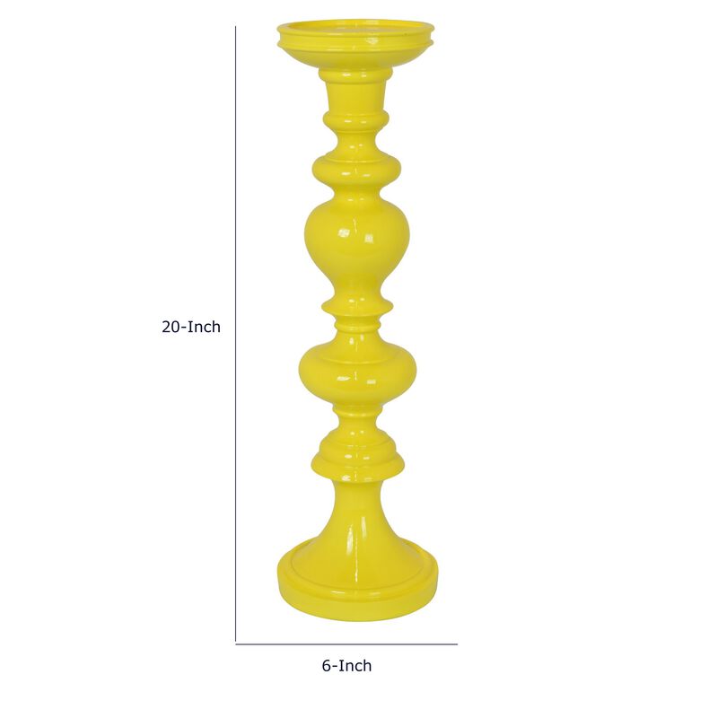 Meo Tabletop D&eacute;cor Candle Holder, Sculpted Turned Yellow Resin, 20 Inch image number 7