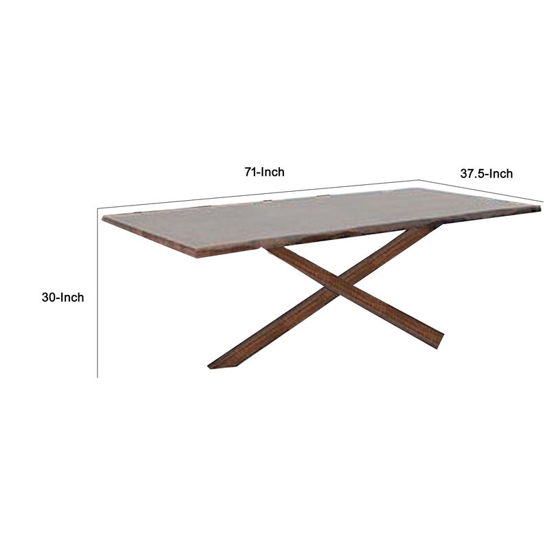 Vyva Dining Table, Triple Cut Live Edge, Walnut Brown Wood, 71 Inch