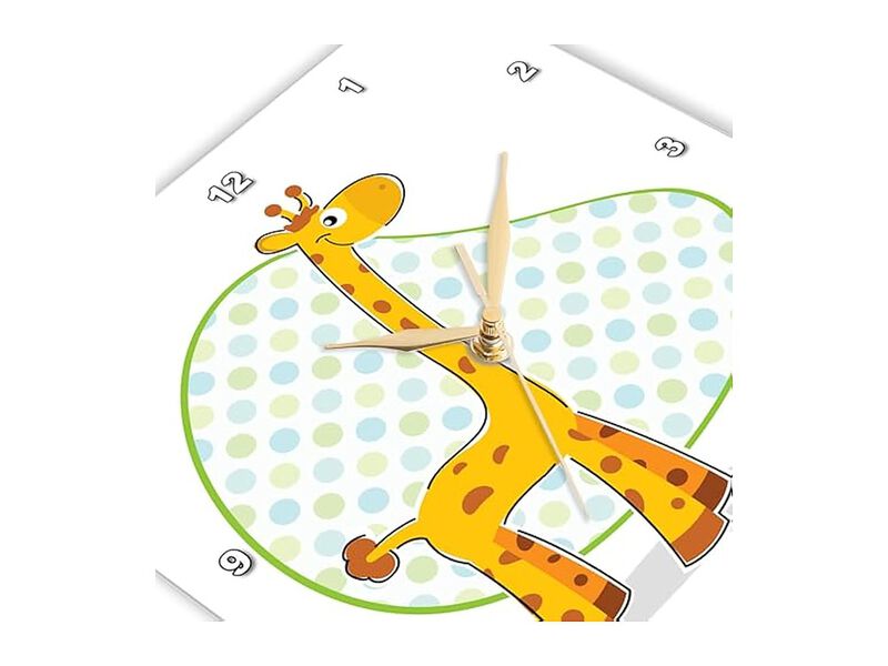 Cute Kids Giraffe Illustration Wall Clock 13 Inch Home Decor image number 2