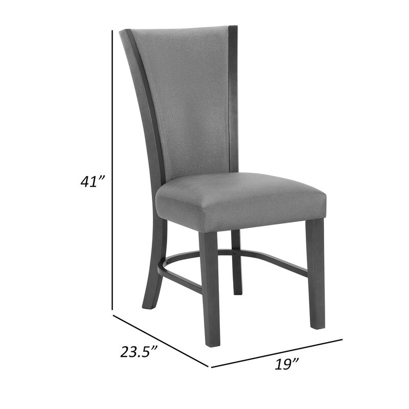 Brandon 24 Inch Side Chair Set of 2, Gray Fabric Upholstery, Curved Back - Benzara