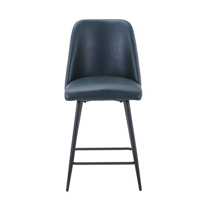 Jofran Mid-Century Modern Faux Leather Upholstered Counter Height Barstool (Set of 2)