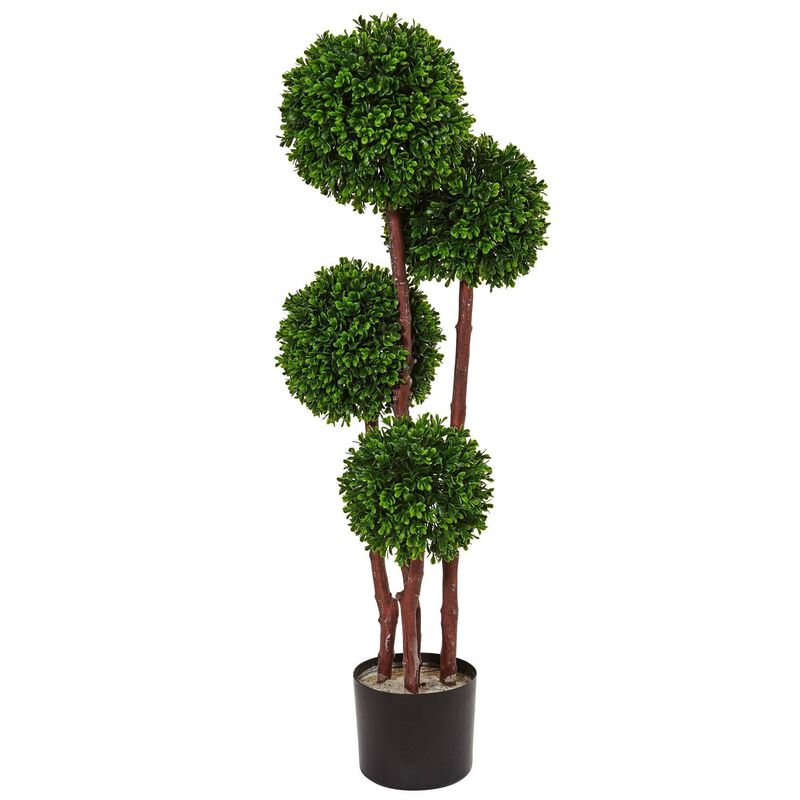 Nearly Natural 3-ft Boxwood Topiary Tree UV Resistant (Indoor/Outdoor)
