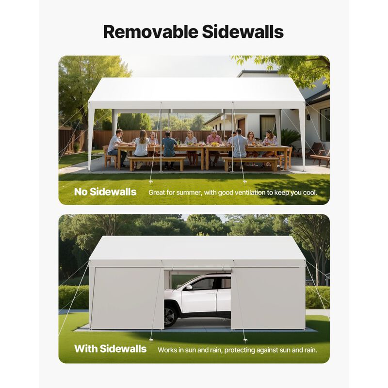 Portable Carport Canopy with Removable Sidewalls UV and Water Resistant Shelter image number 6