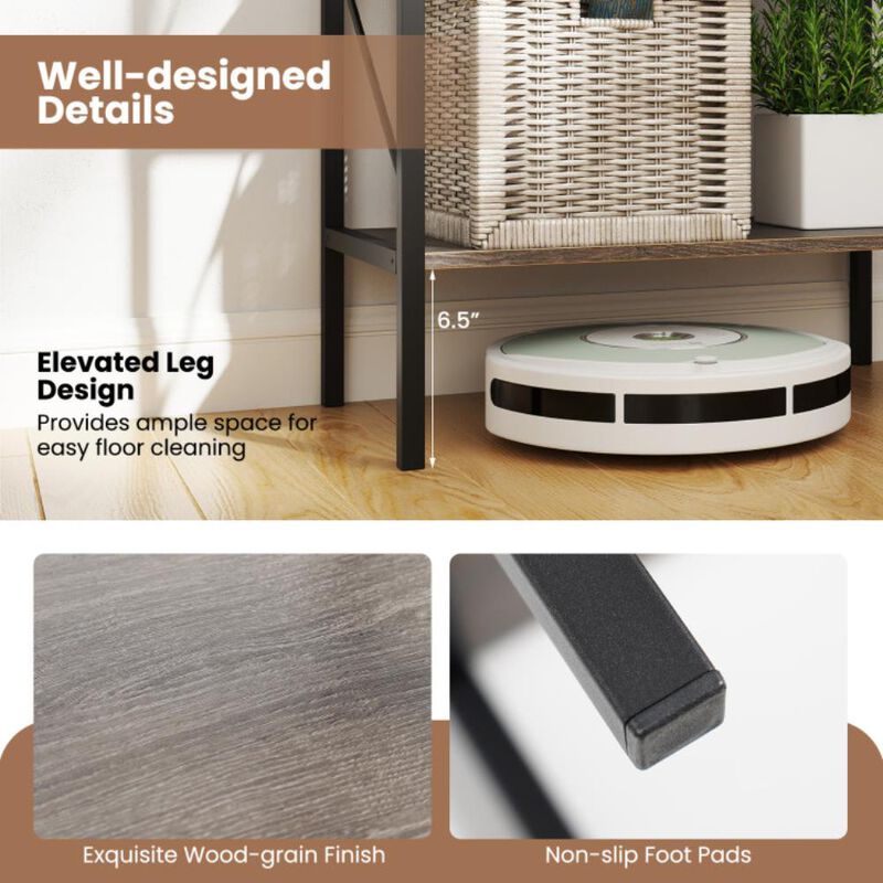 Hivvago 5-Tier Bookshelf with Open Shelves and Heavy Duty Metal Frame