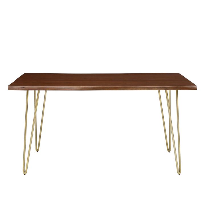 Modway - Ardor 60" Live Edge Acacia Wood Dining Table Gold Walnut