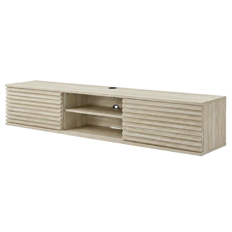 Gray faux wall-mount media console, solid construction, 70-inch design image number 0