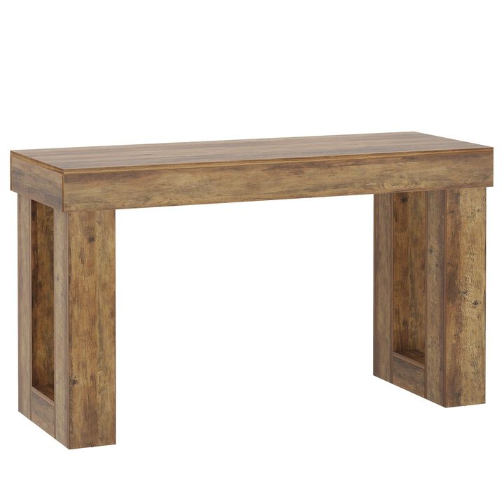 Counter Height Bar Table with Rectangular Base for Dining Room Kitchen and Home-Brown