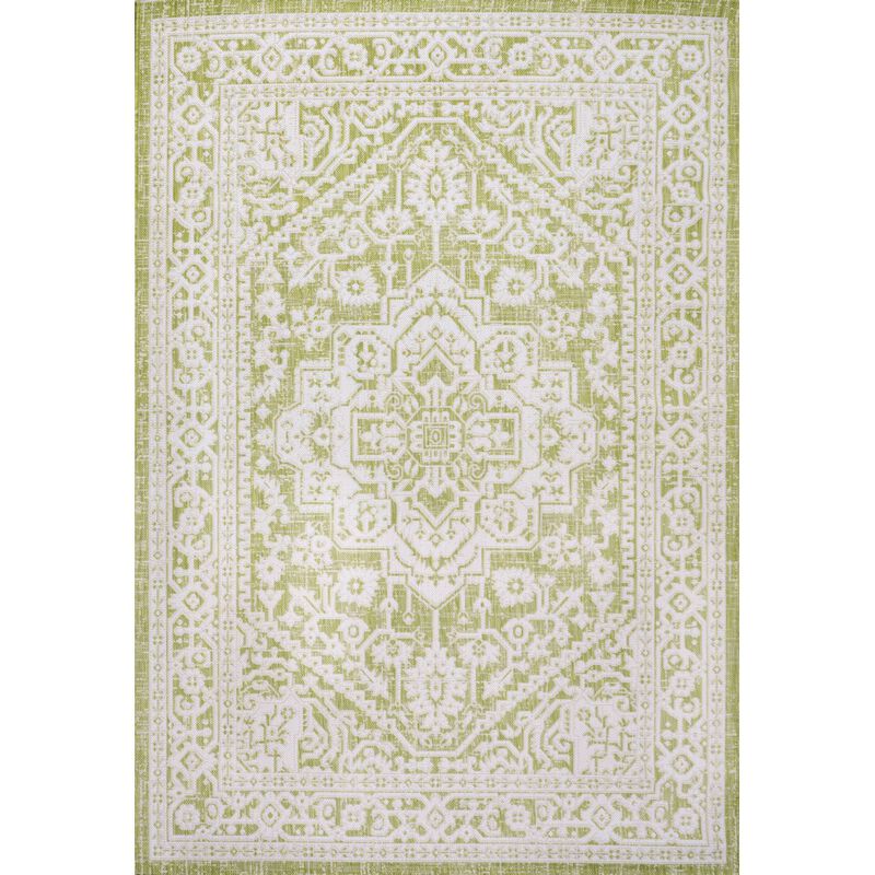 Sinjuri Medallion Textured Weave Indoor/Outdoor Area Rug