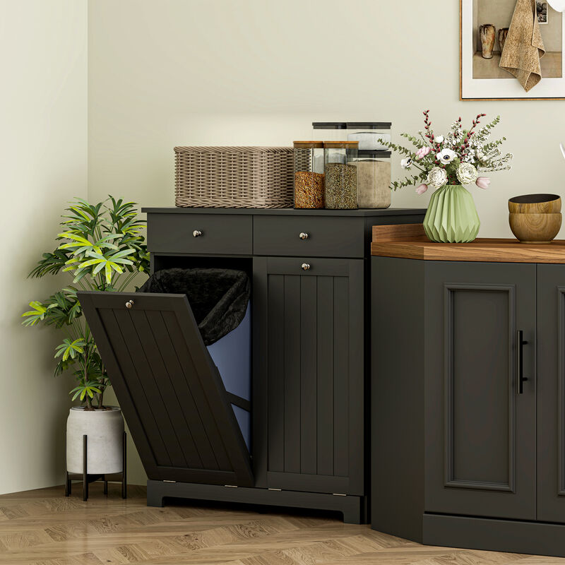Hivvago Double Laundry Hamper Cabinet with 2 Drawers image number 7