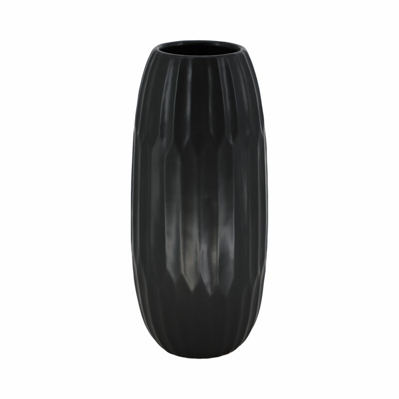 Ceramic 16" Vase, Black image number 2