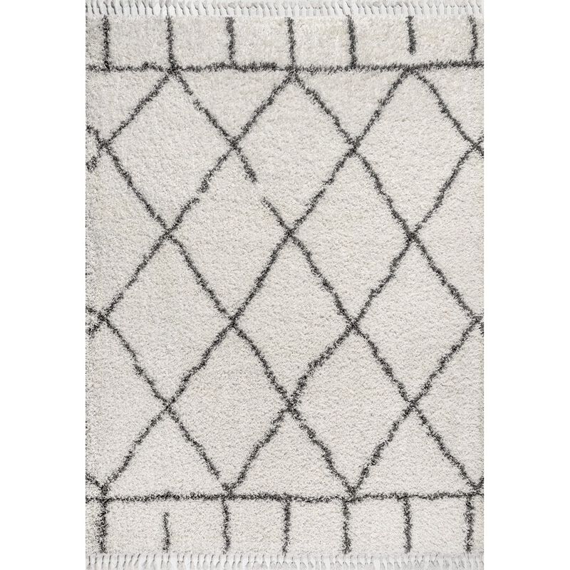 Mercer Shag Plush Tassel Moroccan Geometric Trellis Area Rug