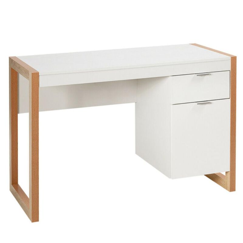 Hivvago Modern Computer Desk Writing Workstation with Cabinet and Drawer