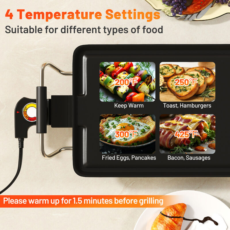 Extra Large Nonstick Electric Griddle with Dual Cooking Surface and Temperature Control image number 5