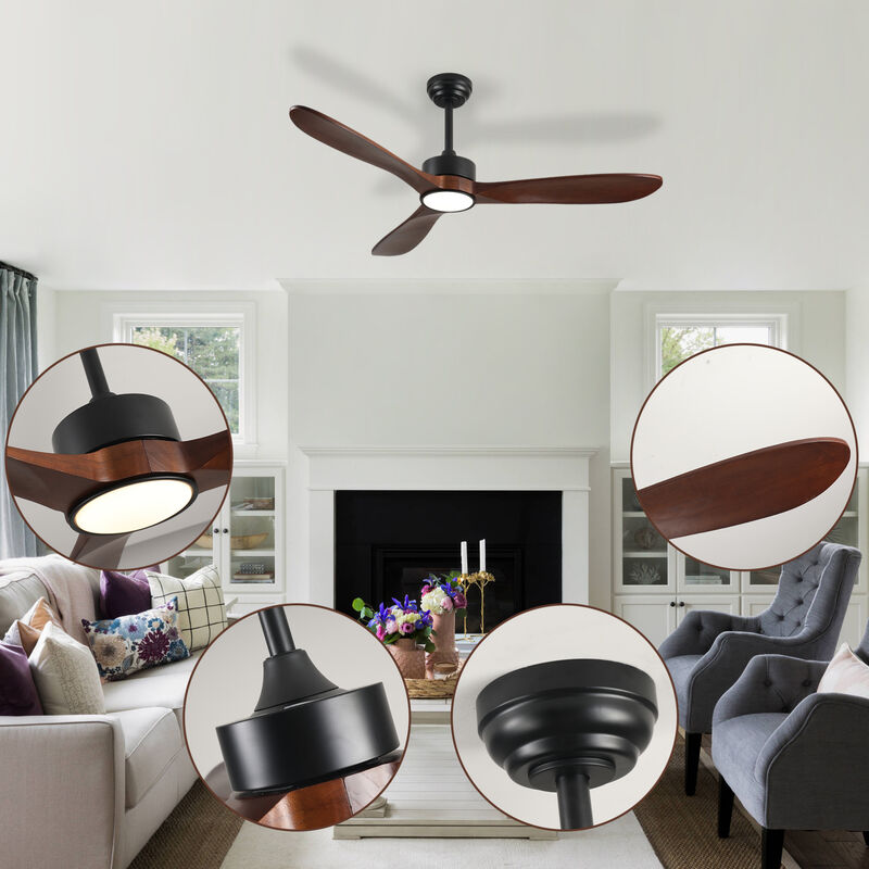 ELEMENT ACE 52 Inch Solid Wood Blade Ceiling Fan with LED Light and Remote Control Ideal for Living Rooms and Bedrooms image number 8