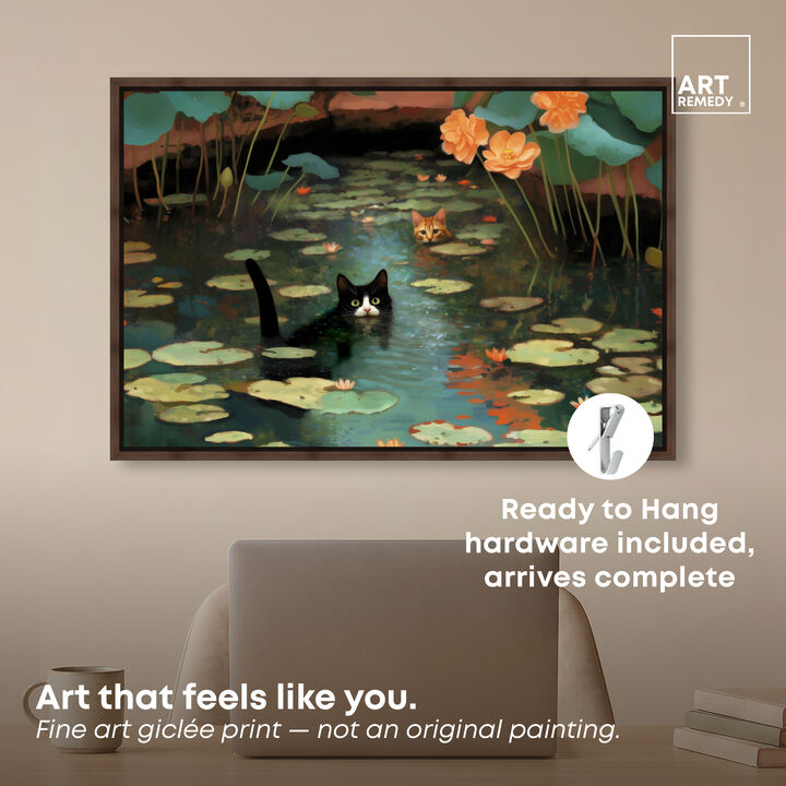 Kitty Pond Peeking I Animals Canvas Print by Art Remedy