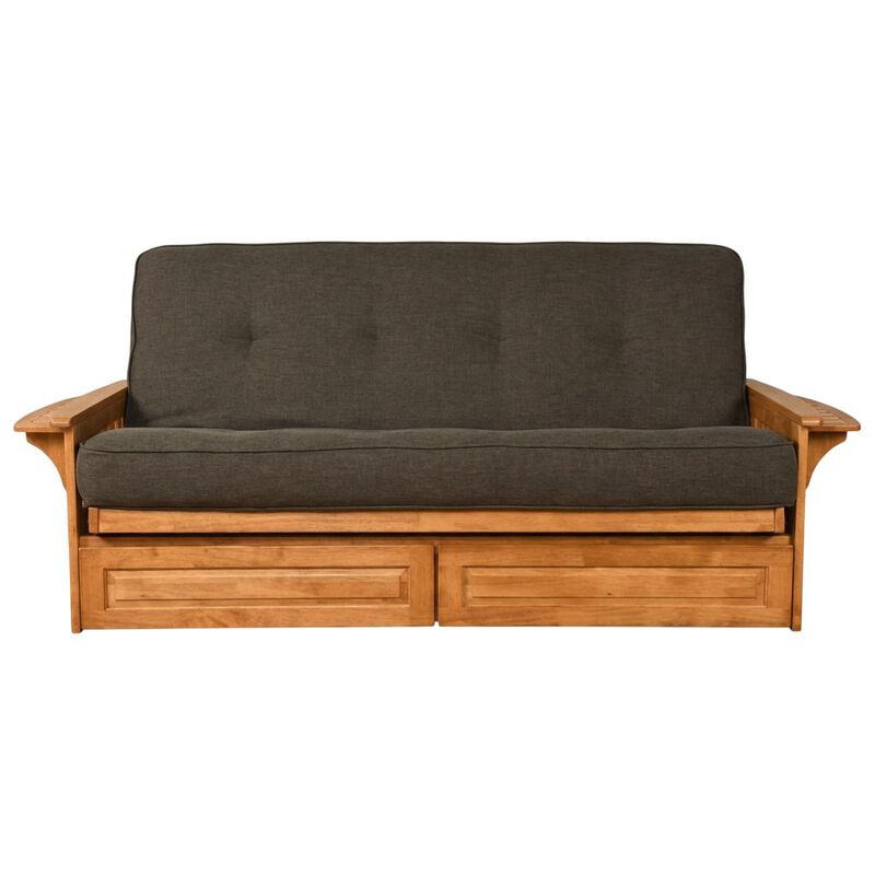 Phoenix Frame-Butternut Finish-Linen Charcoal Mattress-Storage Drawers image number 0