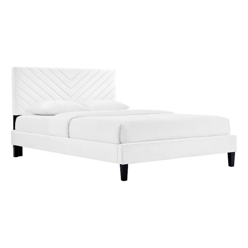 Modway Roxanne Modern Performance Velvet King Platform Bed in White image number 0