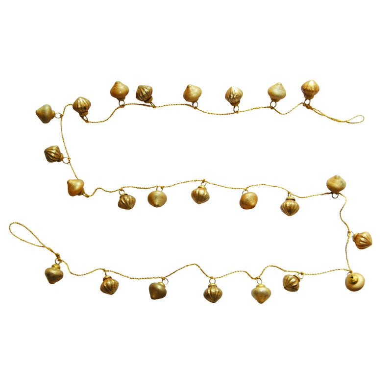 Embossed Mercury Glass Ornament Garland, Matte Antique Gold Finish image number 0