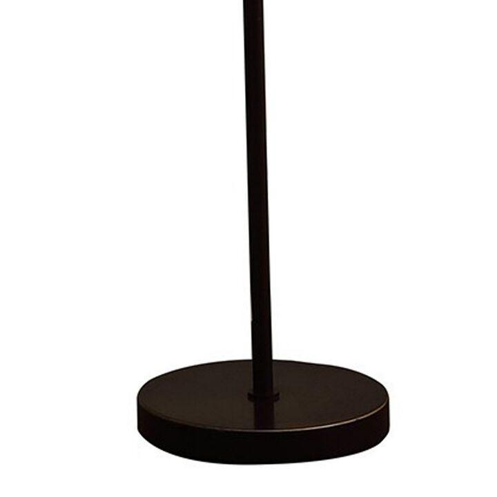 Floor Lamp with Linear Metal Base and Column Shade, Black-Benzara