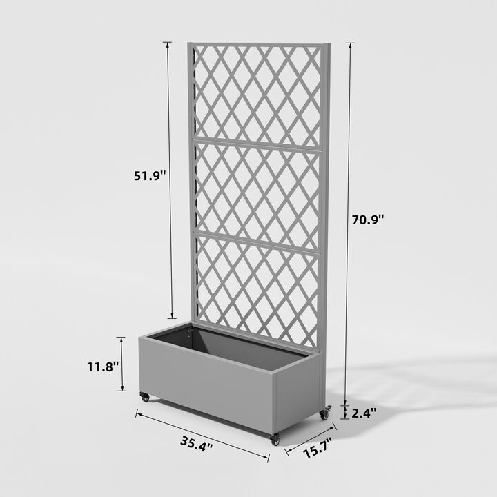 71*35.5 Metal Planter Box with Trellis