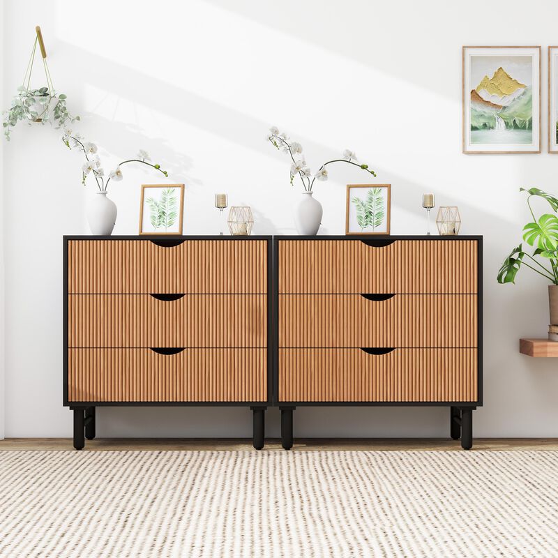 MONDAWE 3 Drawer Cabinet,handle-free Cabinet Suitable for Bedroom, Living Room, Study, Dining Room