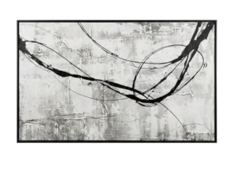 Abstract Framed Wall Art Living Room White Canvas Black Arts Decor Poster Hotel image number 0