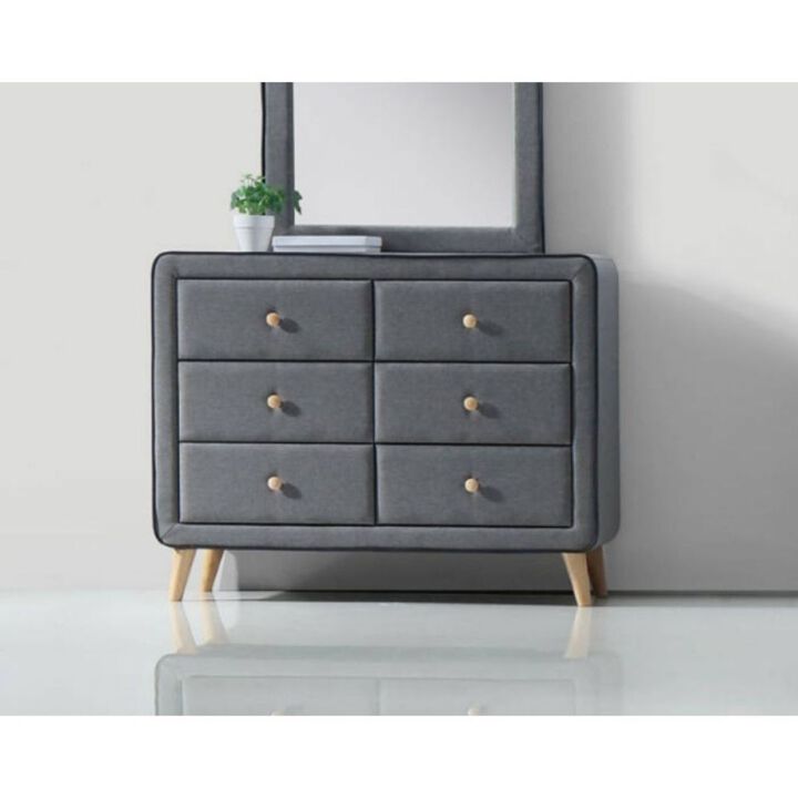 Valda Dresser in Light Gray Fabric