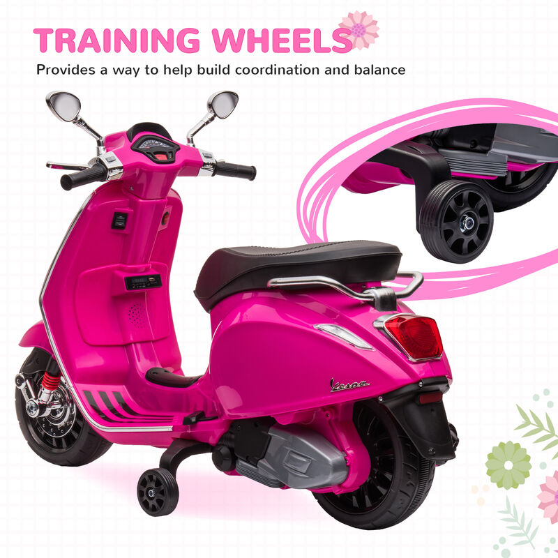 BreeBe Vespa Licensed Kids Motorcycle 6V Toddler Motorcycle with Music, FM Radio, Headlight image number 5
