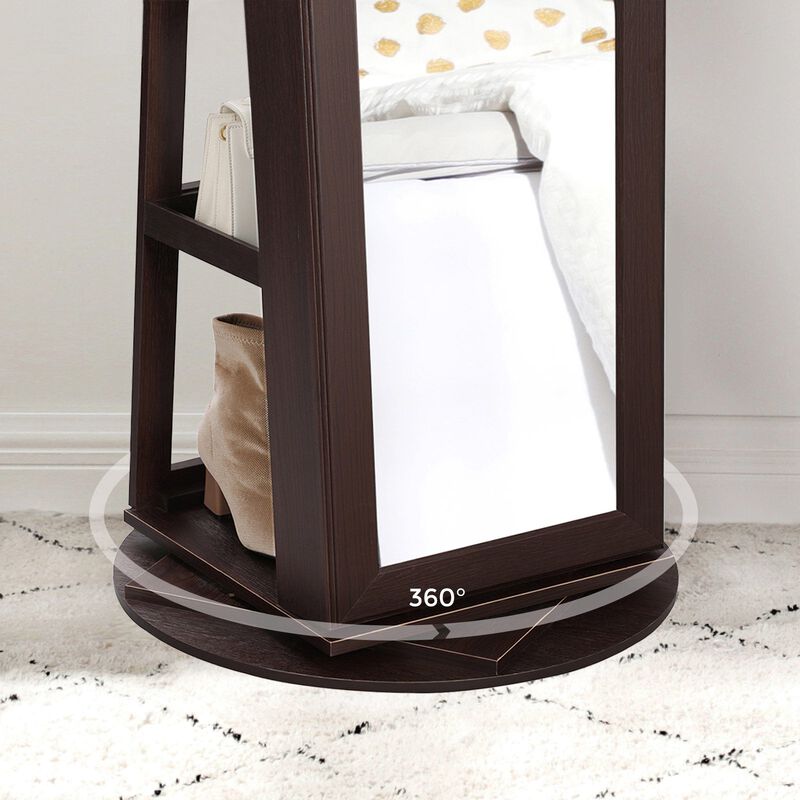 BreeBe Brown Swivel Jewelry Armoire with Mirror