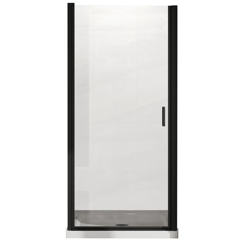 Silver & White Bathroom Shower Combo, 90&deg; Pivot Door and Non-Slip Base with PVC Support