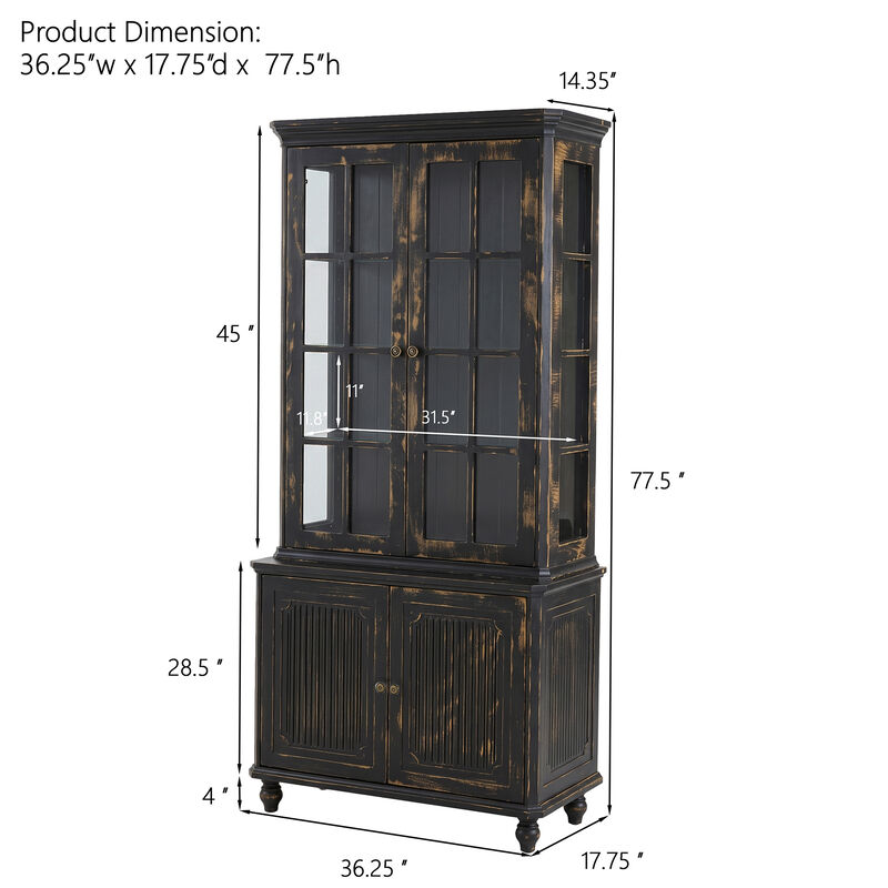 Felirn 77.5''H Vintage Storage Display Cabinet image number 5