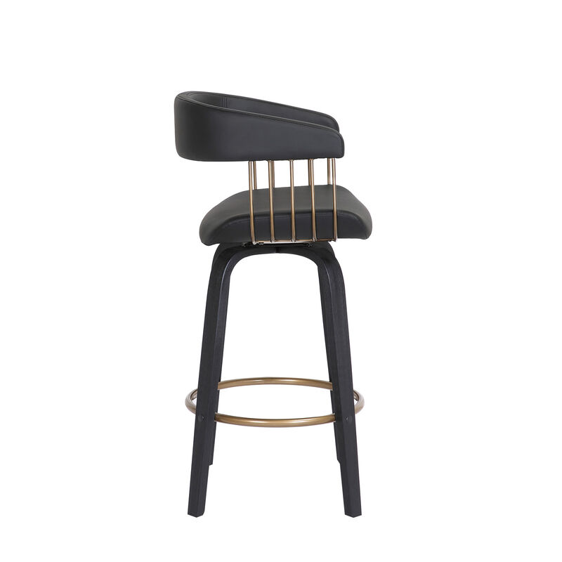 HomeRoots Faux Leather Counter Stool with Armrests and Bucket Seat image number 5