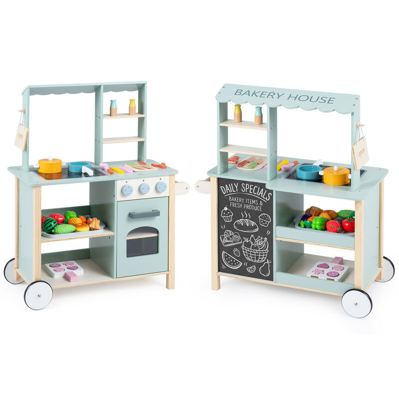 Kids Wooden Play Kitchen Set with Cookware and Accessories image number 3