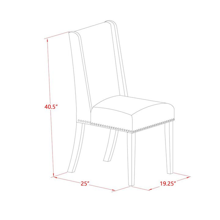 East West Furniture 7-Piece Amazing kitchen table set a Superb Linen White Dining Room Table Top and 6 Beautiful Linen Fabric Dining Room Chairs with Nail Heads and Stylish Chair Back, Wir