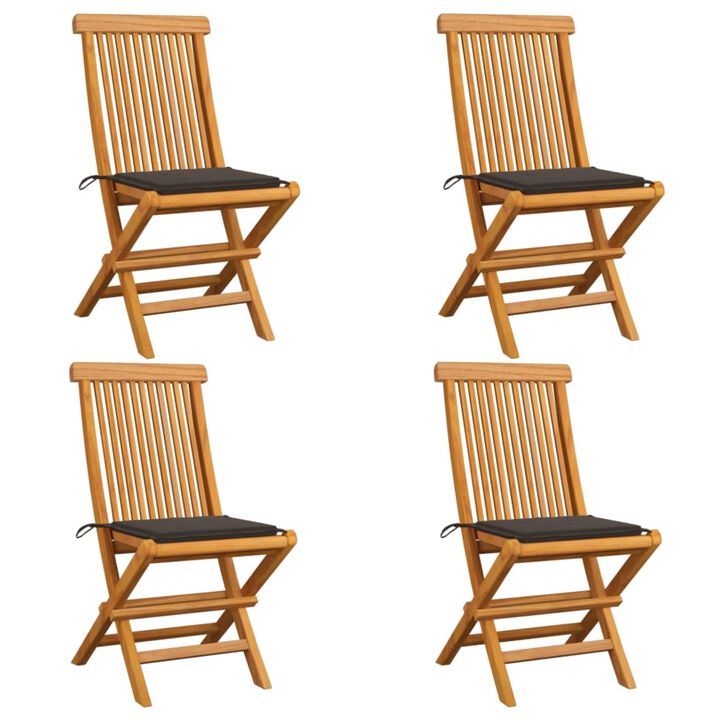 vidaXL Garden Chairs with Taupe Cushions 4 pcs Solid Teak Wood