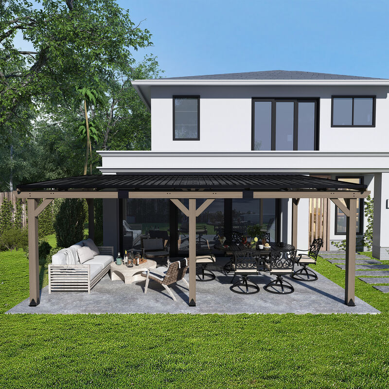 Clihome 12X20ft Solid Cedar Fir Wood Tilt Hardtop Tent