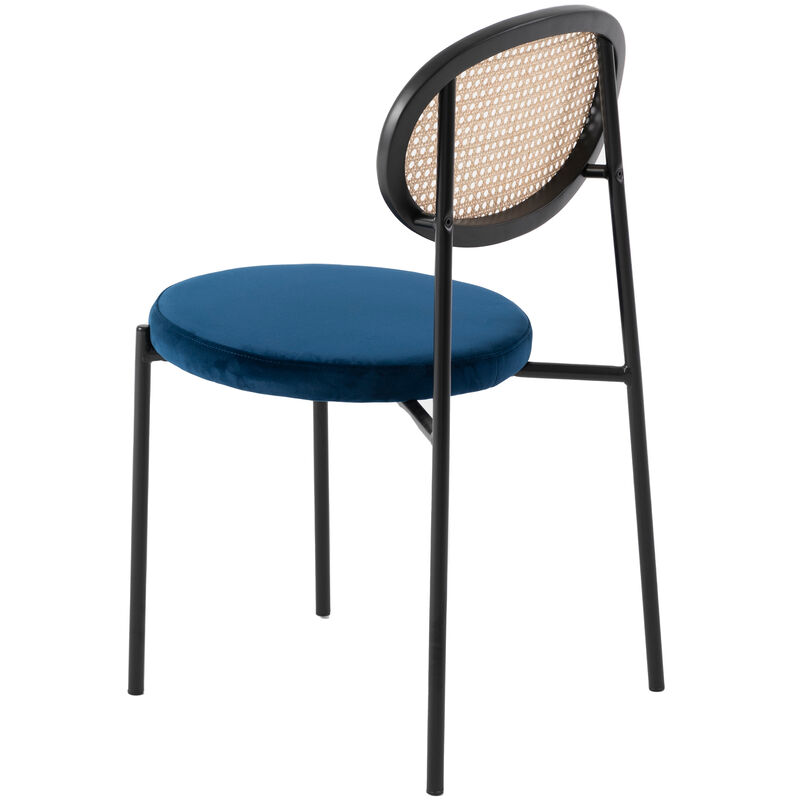LeisureMod Euston Modern Dining Chair with Wicker Back and Velvet Seat, Indoor Kitchen, Dining Room, Home, Contemporary Side Chair Seating