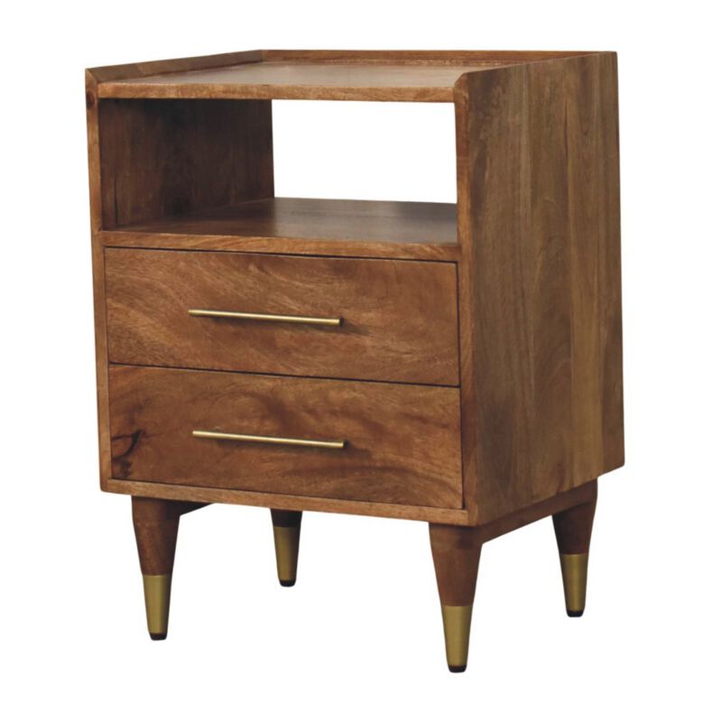 Artisan Furniture Solid Wood Valenza Brass Accent Bedside, Brown image number 2
