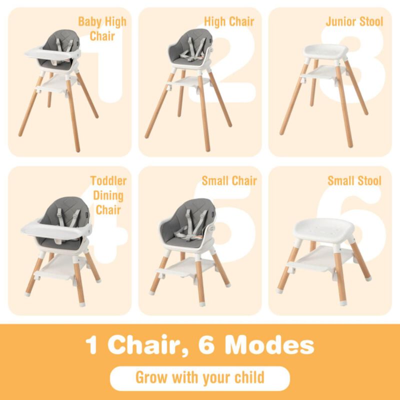 Hivvago 6-in-1 Baby High Chair with Removable Dishwasher and Safe Tray