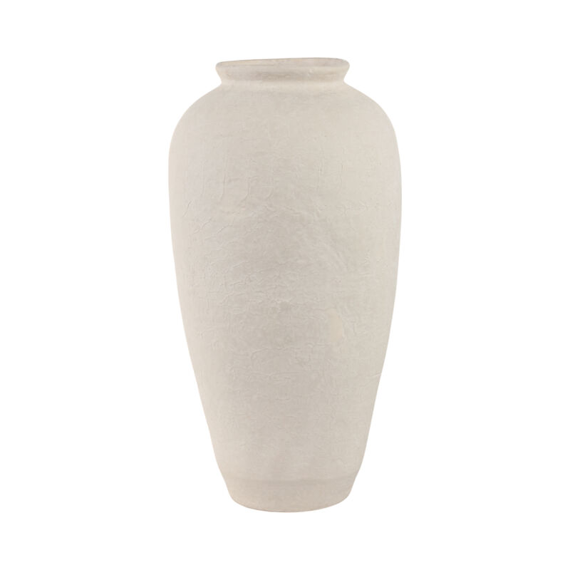 18x9" Paper Mache Floor Vase, White image number 3