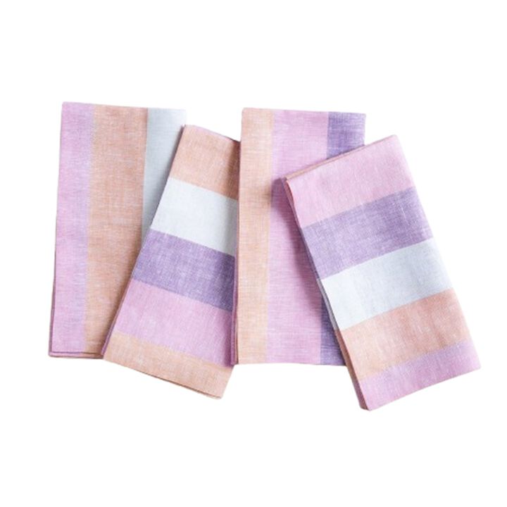 Linen Dinner Napkins - Gelato Stripe