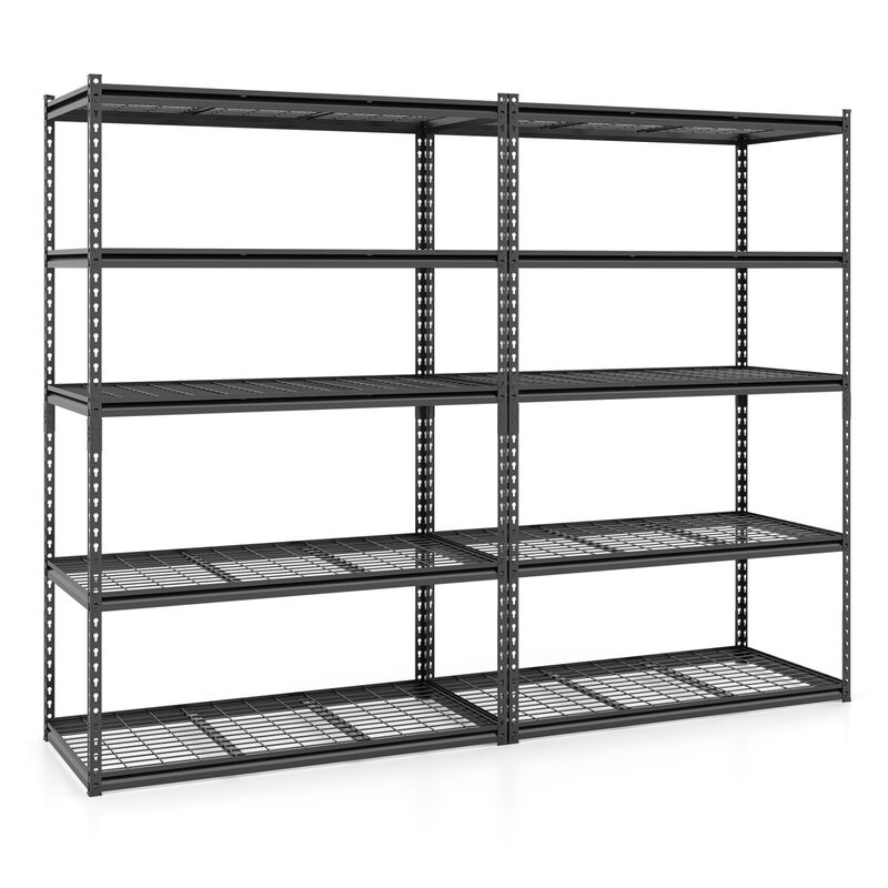 Set of 2 Heavy-Duty 5-Tier Metal Shelves with Adjustable Wire Racks for Storage image number 0