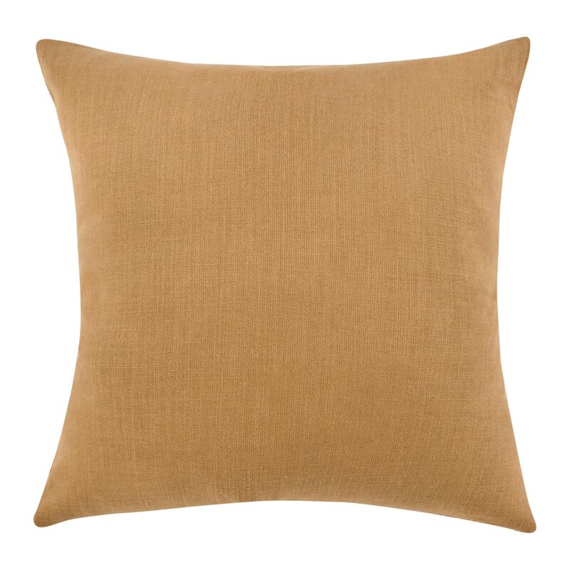 Square Accent Throw Pillow, 22 Inch Cotton and Linen, Chestnut Brown - Benzara
