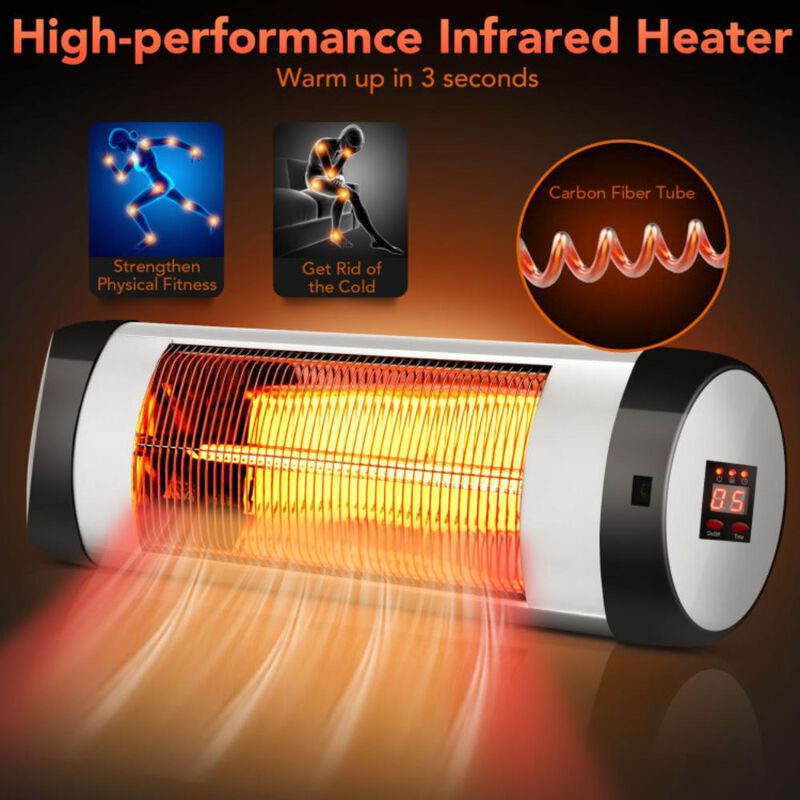 Hivvago 1500W Wall-Mounted Electric Heater Patio Infrared Heater with Remote Control