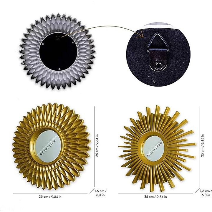 Round Wall Mirrors, 3-Piece Gold, Metal Frame, Modern Bedroom Decor