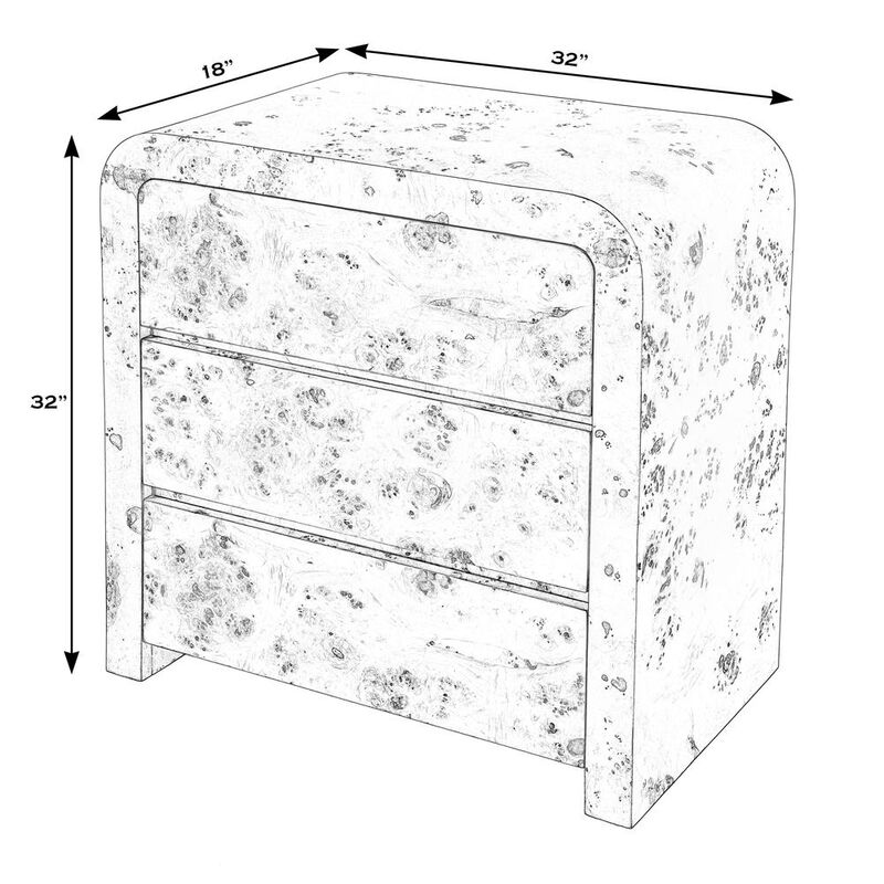 Butler Specialty Cora 3 Drawer Curved Chest, Light Brown