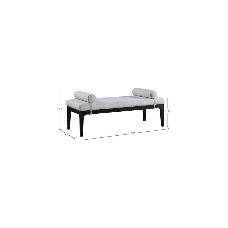 Meridian Furniture Priscilla Grey Linen Textured Fabric Bench