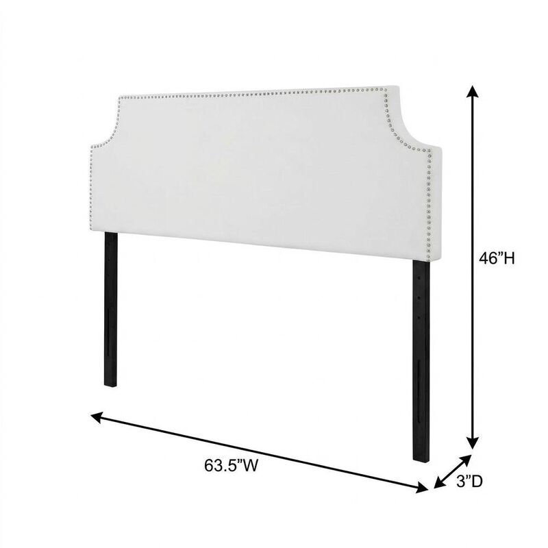 Upholstered Vinyl Queen Headboard in Neutral Tone with Durable Padding image number 3