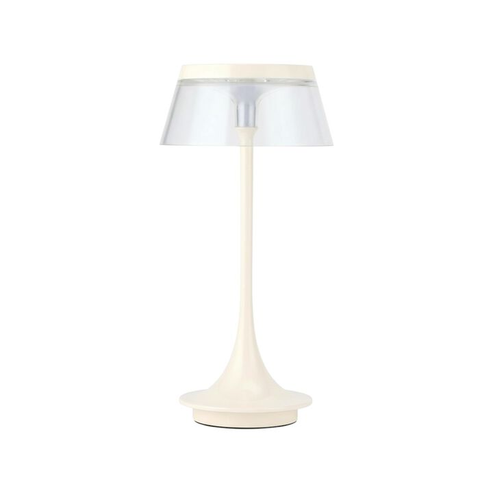 HomeRoots 11" White Geometric Modern Industrial Battery Operated Desk Lamp
